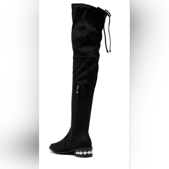 COPY - CATHERINE MALANDRINO black BOOTS PEARL HEEL. 25" shaft height - Picture 4 of 15